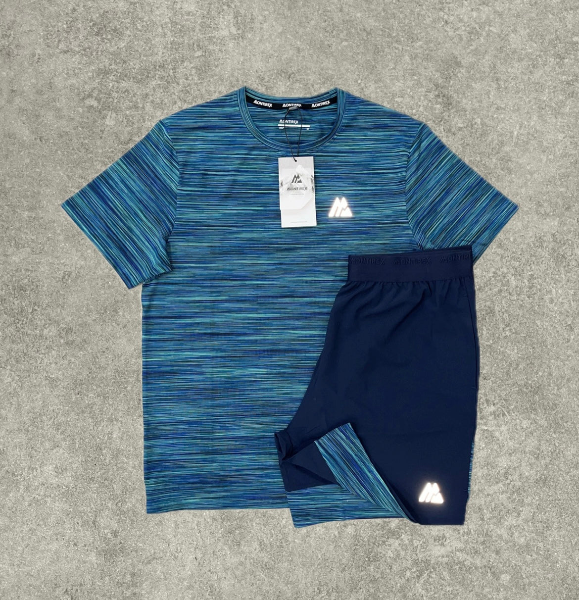 Montirex Trail T-shirt & Panel 7” Short Set - Navy/Turquoise