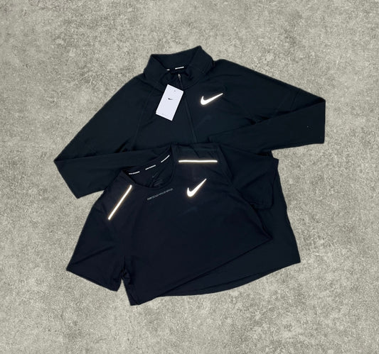 Nike Element 2.0 1/4 Zip & Miler 1.0 Set - Black