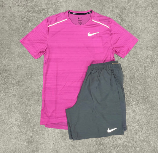 Nike Miler 1.0 & Challenger 7” Short Set - Hot Pink/Grey