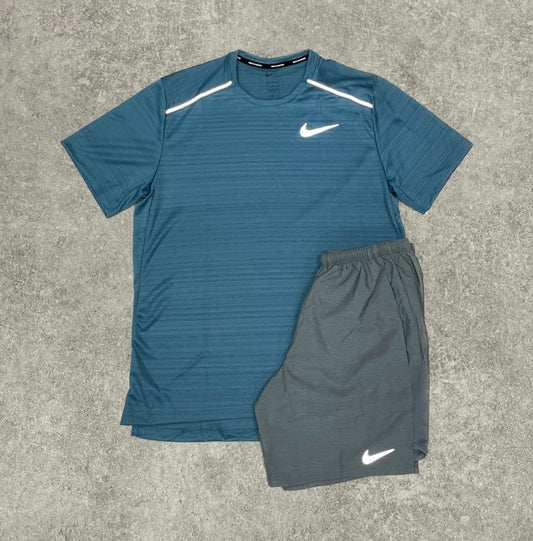 Nike Miler 1.0 & Challenger 7” Short Set - Teal/Grey