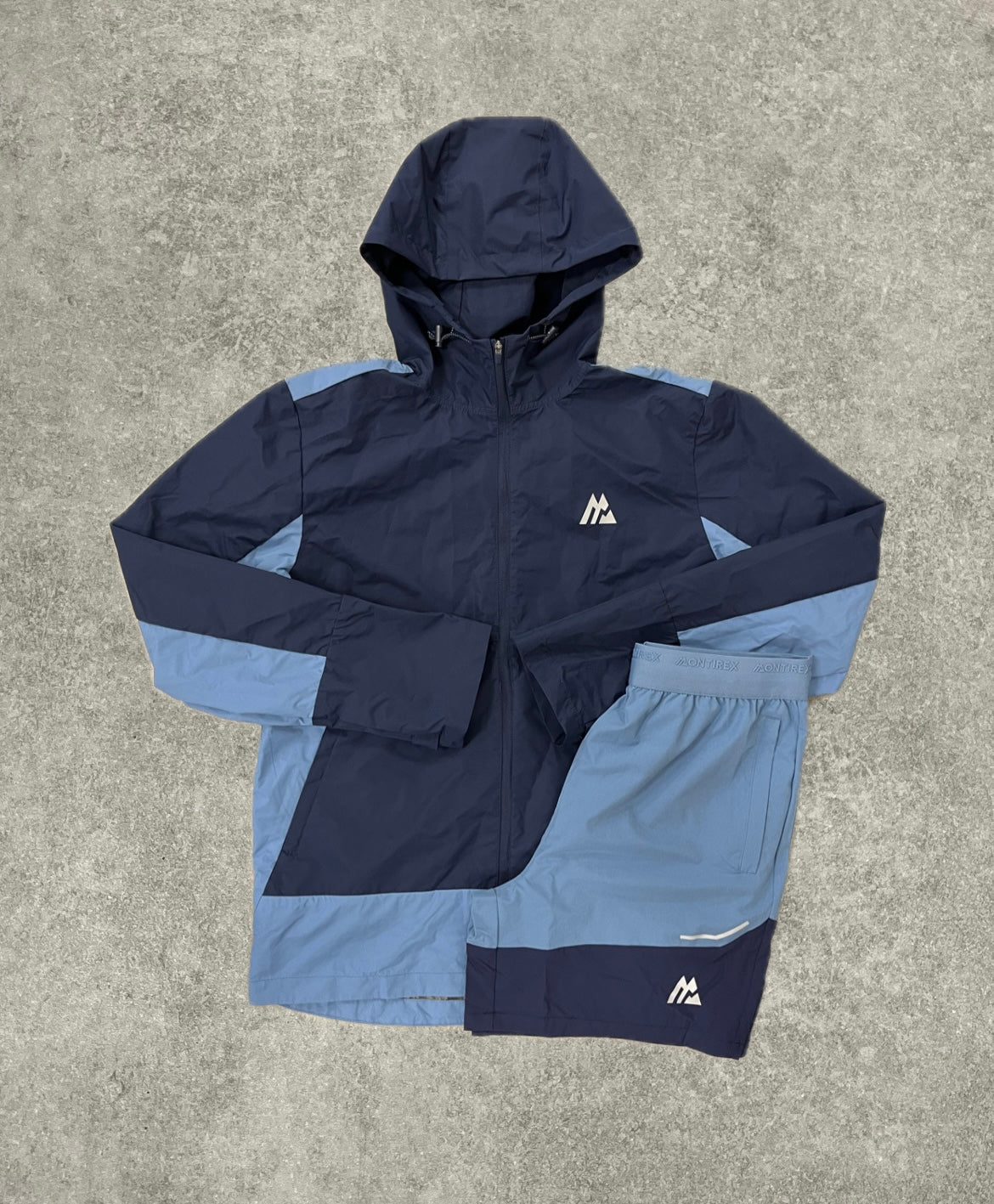 Montirex Atmos Wind Jacket & 7” Short Set - Midnight Navy/Steel Blue