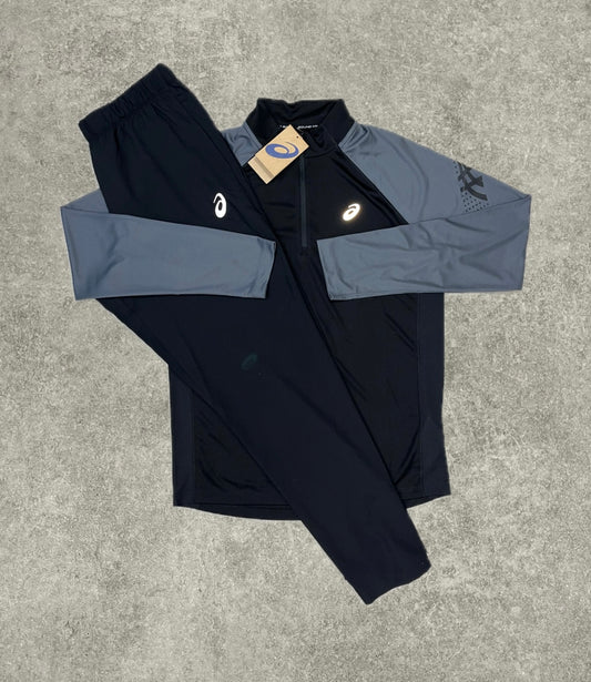 Asics Half Zip & Bottoms Set - Grey/Black