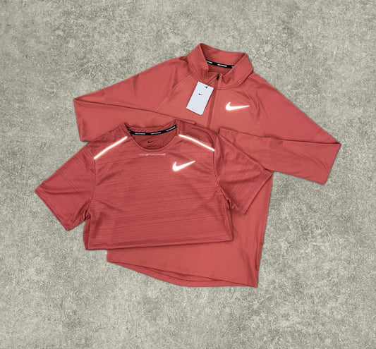 Nike Element 2.0 1/4 Zip & Miler 1.0 Set - Adobe Red