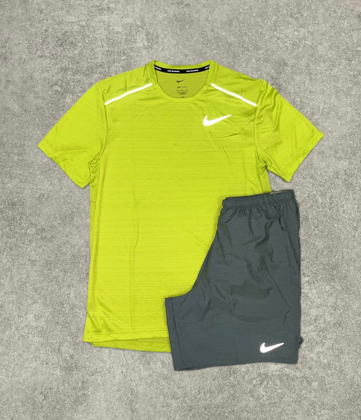 Nike Miler 1.0 & Challenger 7” Short Set - Lime Green/Grey